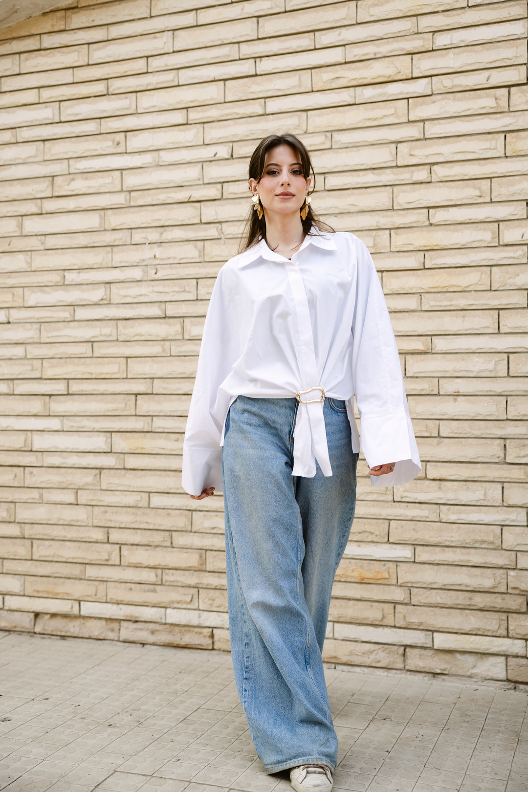 Poplin Shirt With Gold Pin