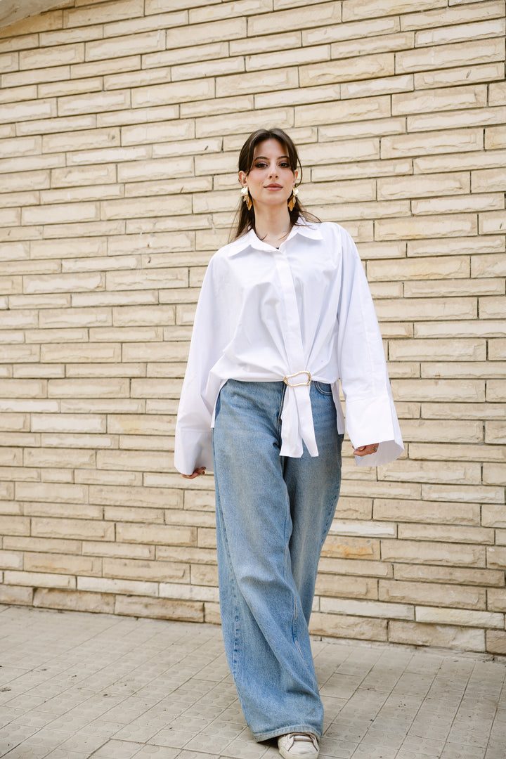 Poplin Shirt With Gold Pin