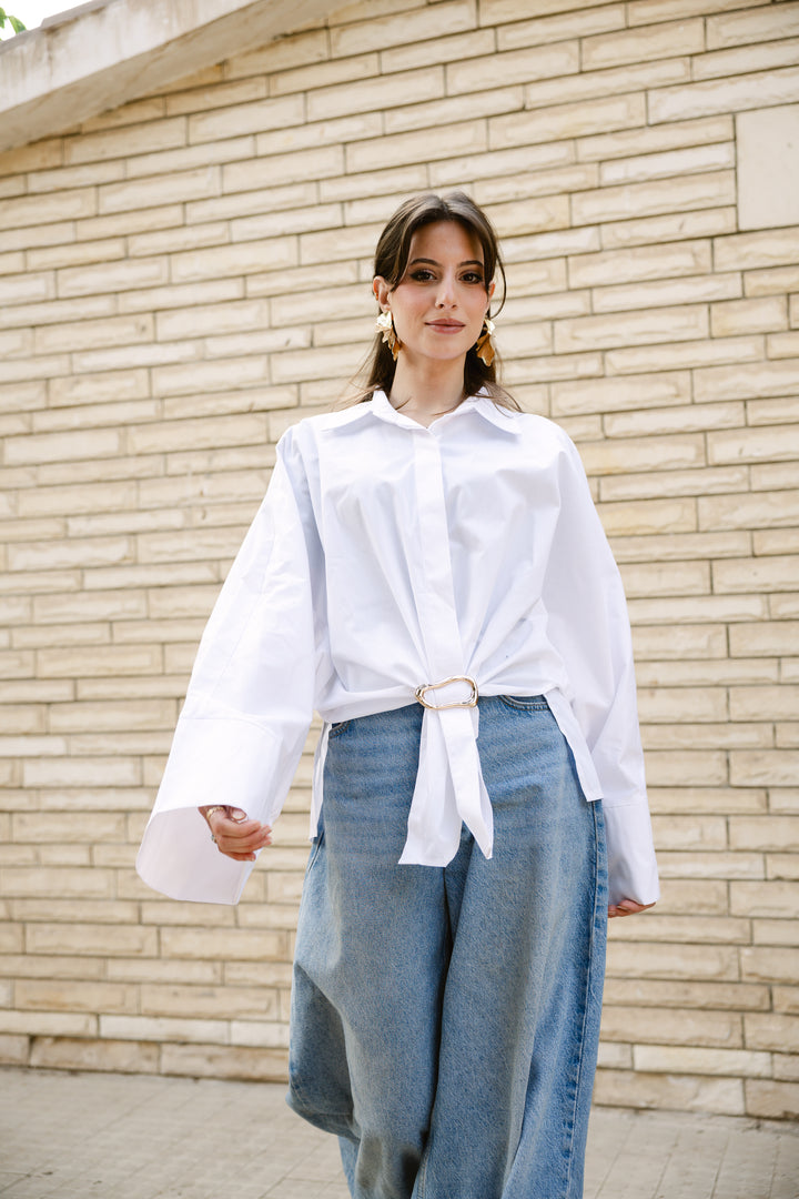 Poplin Shirt With Gold Pin