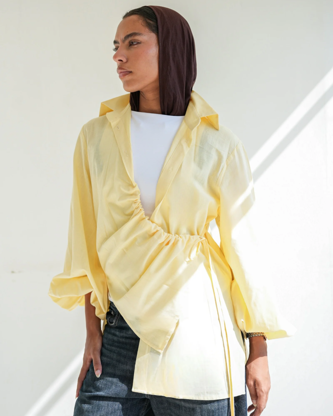 The Wrap Button Shirt - Butter Yellow