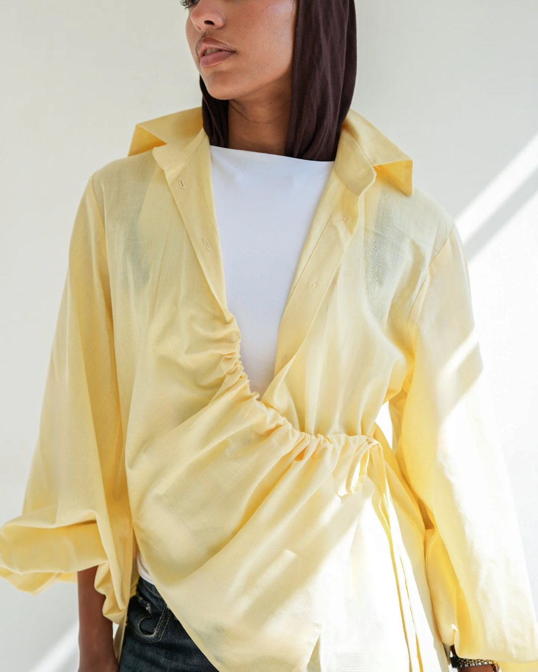 The Wrap Button Shirt - Butter Yellow