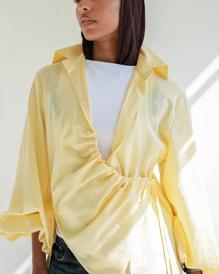 The Wrap Button Shirt - Butter Yellow