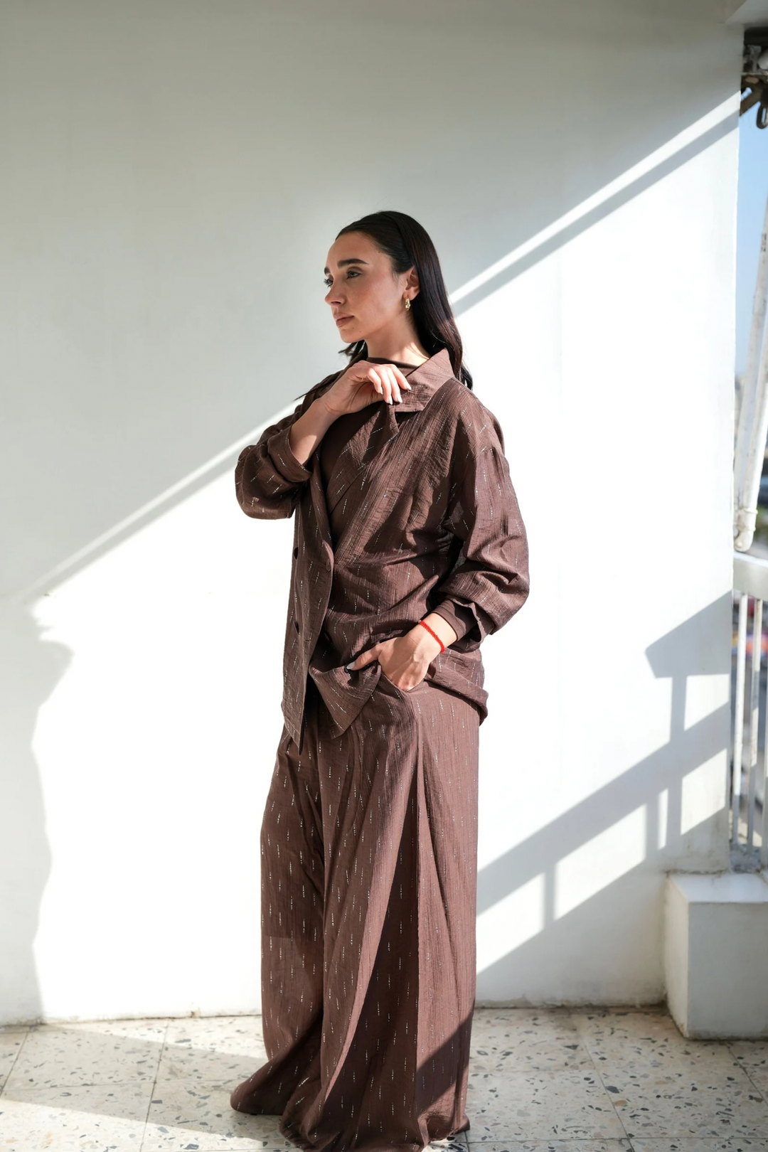 Starlight Shimmery Blazer- Brown