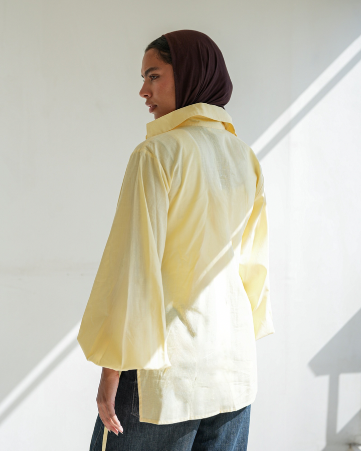 The Wrap Button Shirt - Butter Yellow