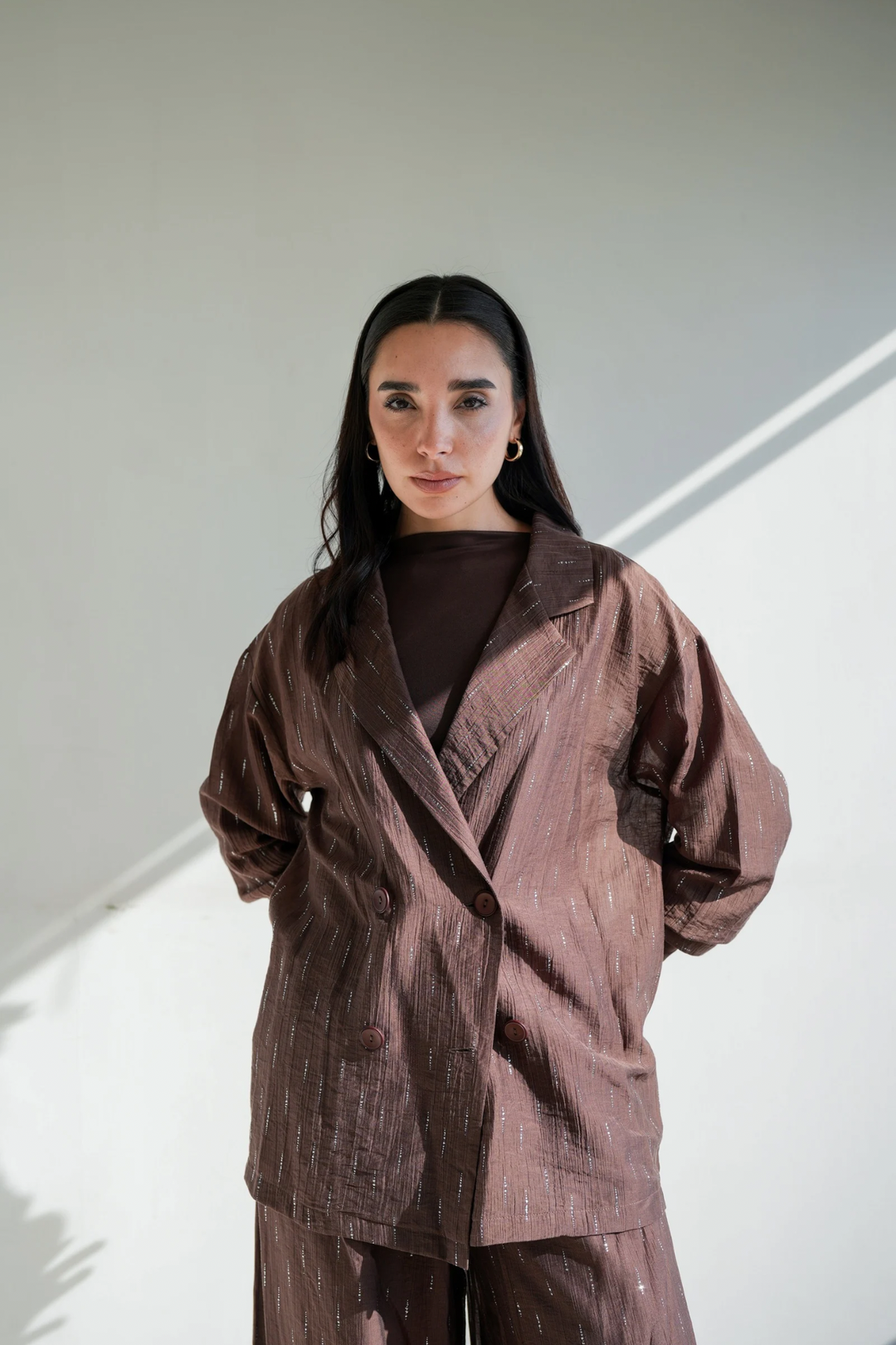 Starlight Shimmery Blazer- Brown
