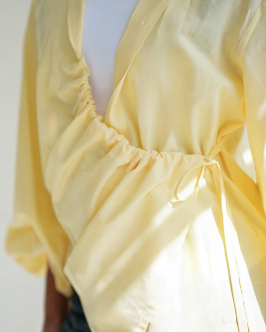 The Wrap Button Shirt - Butter Yellow