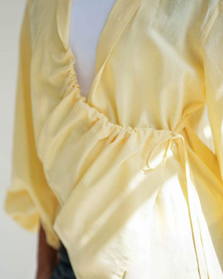 The Wrap Button Shirt - Butter Yellow
