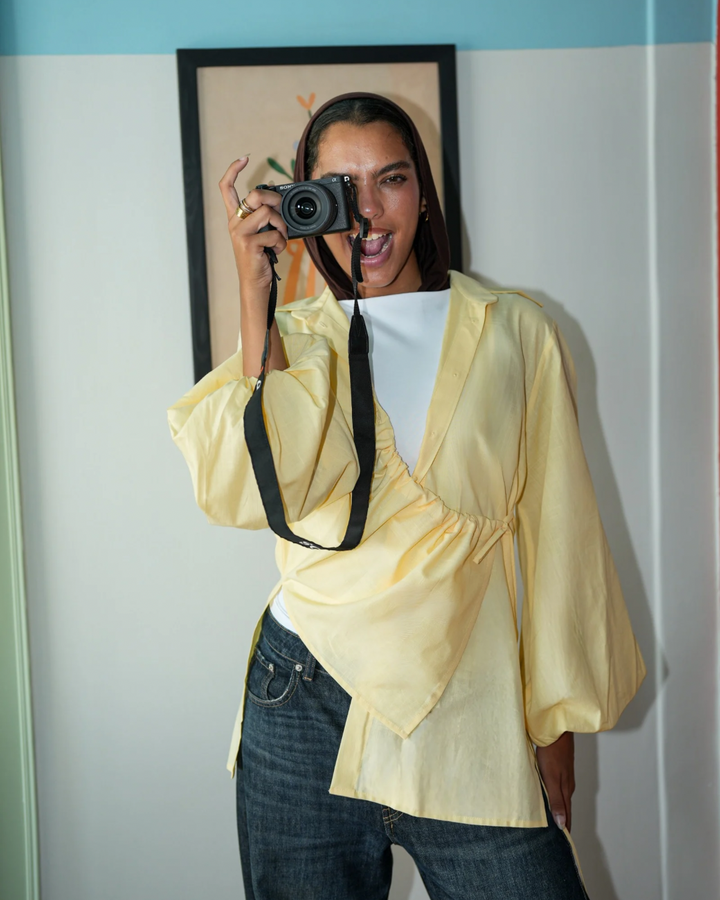 The Wrap Button Shirt - Butter Yellow