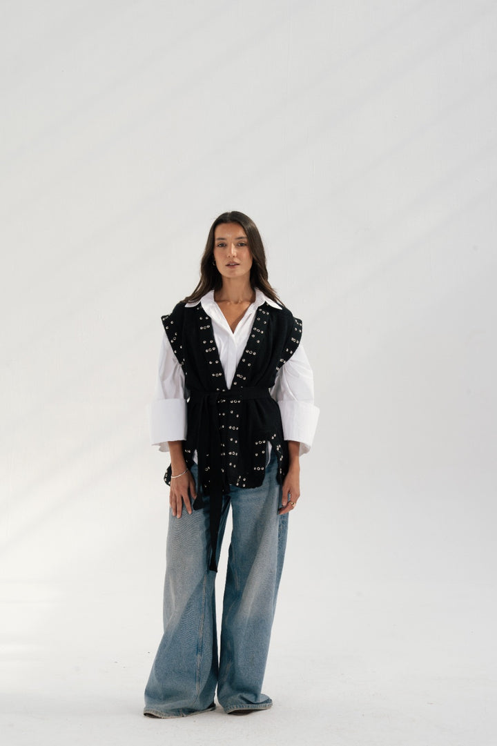 Embellished knit vest