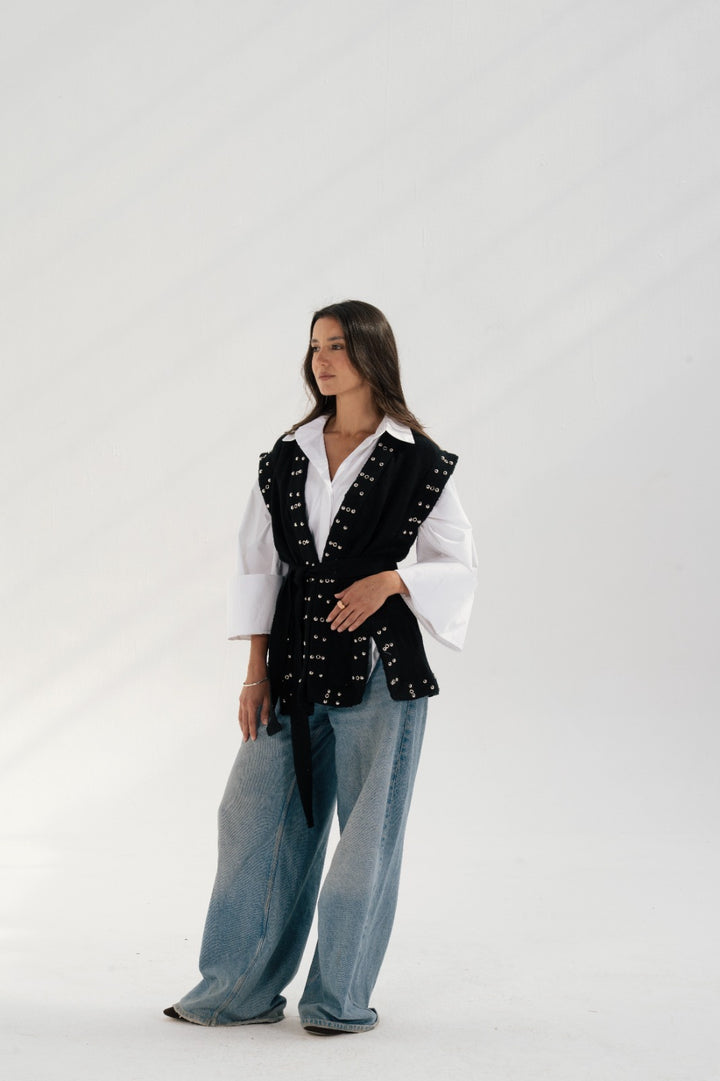Embellished knit vest