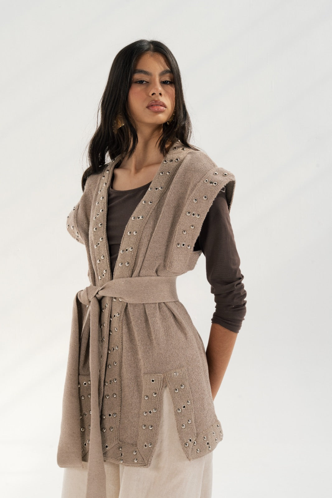 Embellished knit vest