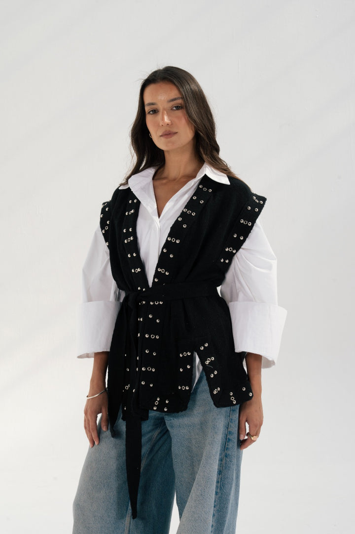 Embellished knit vest