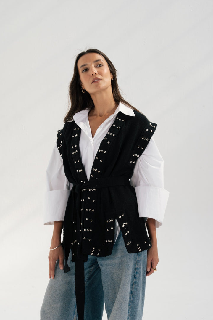 Embellished knit vest