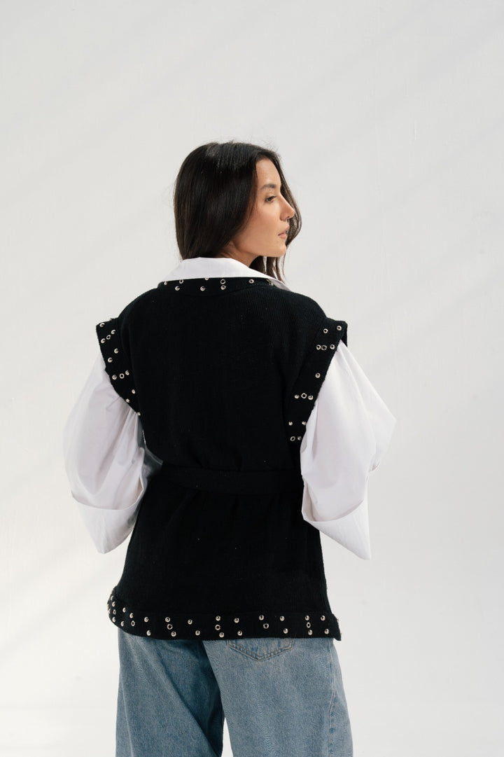 Embellished knit vest