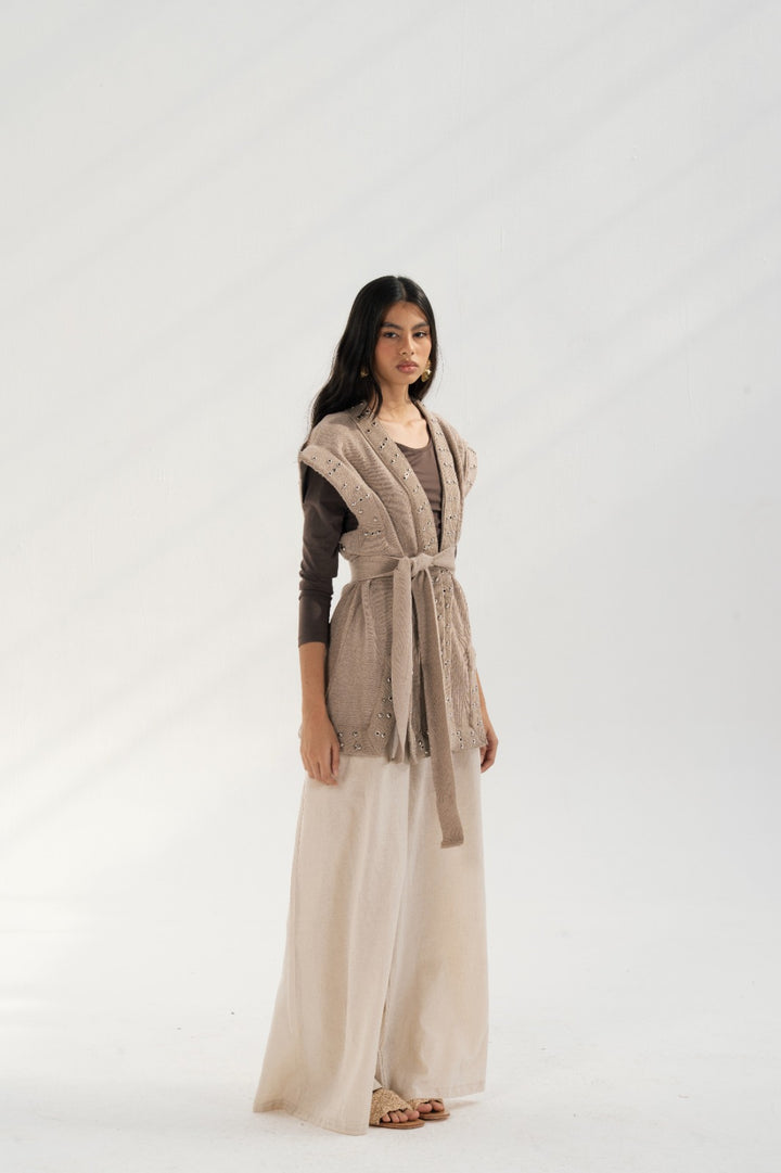 Embellished knit vest