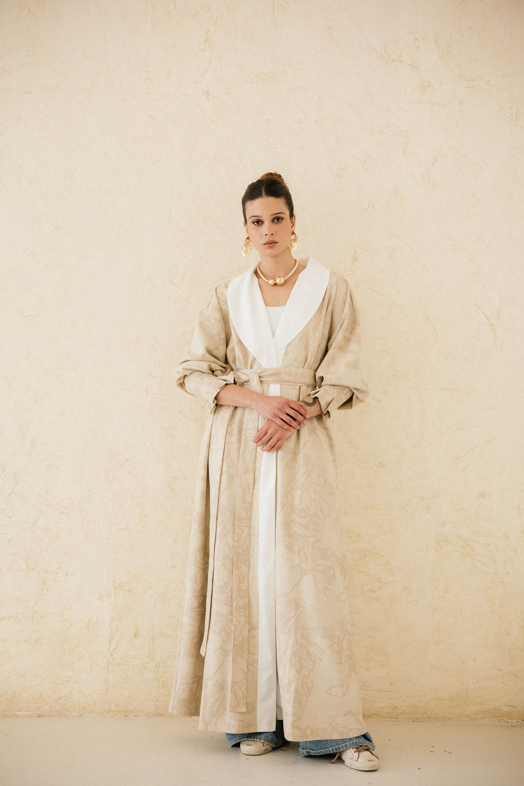 Cuffed Sleeve Printed Kaftan