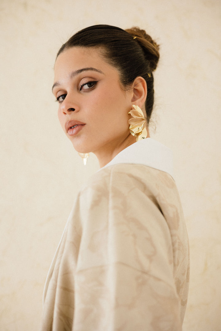 Cuffed Sleeve Printed Kaftan