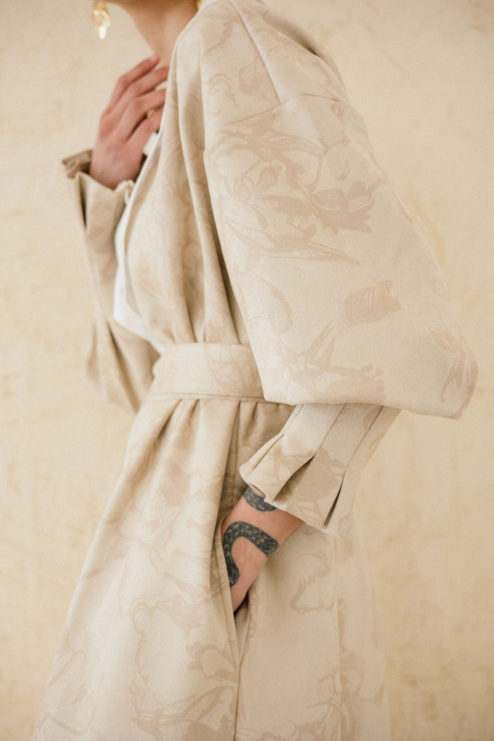 Cuffed Sleeve Printed Kaftan