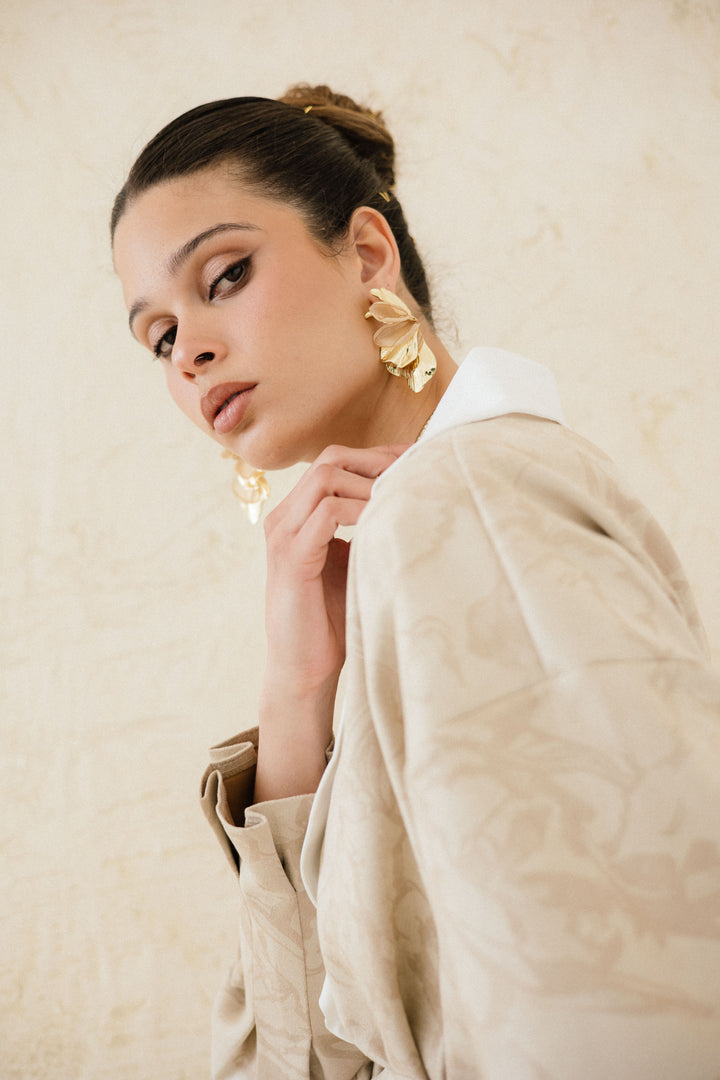 Cuffed Sleeve Printed Kaftan