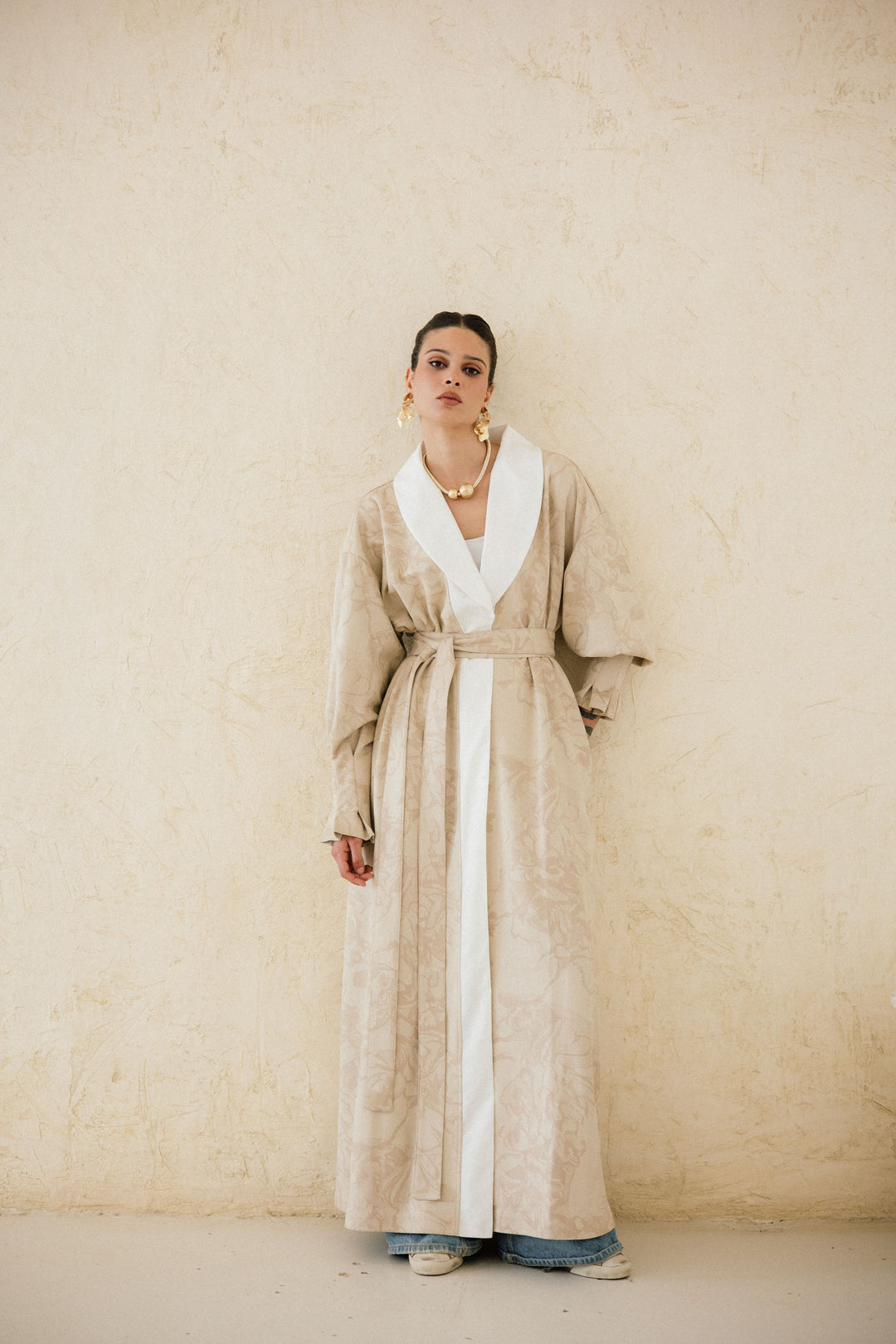 Cuffed Sleeve Printed Kaftan