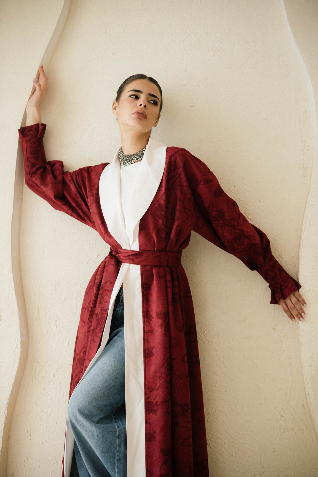 Cuffed Sleeve Printed Kaftan