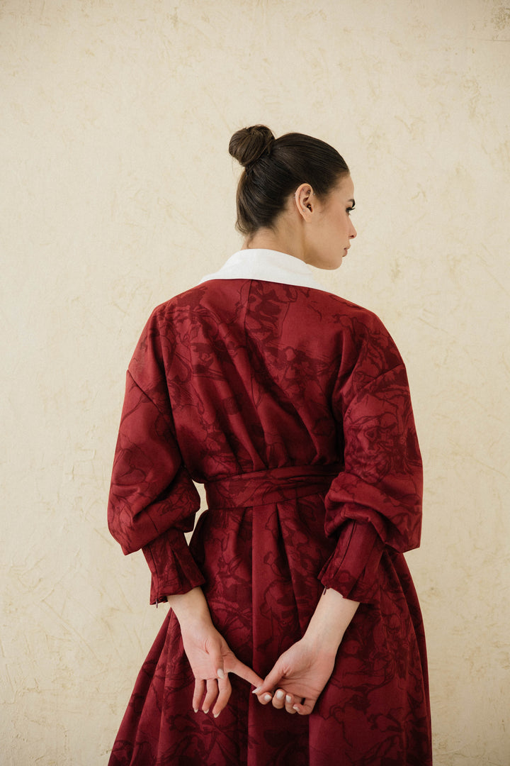 Cuffed Sleeve Printed Kaftan