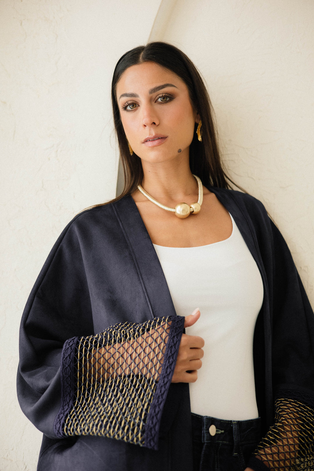 Suede Mesh Kaftan