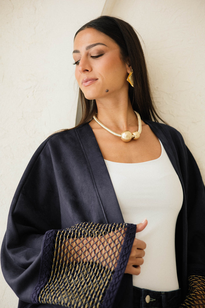 Suede Mesh Kaftan