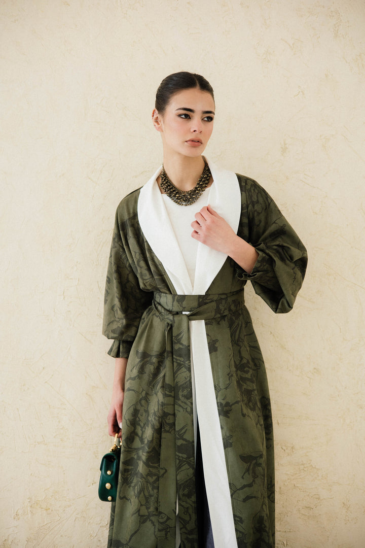 Cuffed Sleeve Printed Kaftan