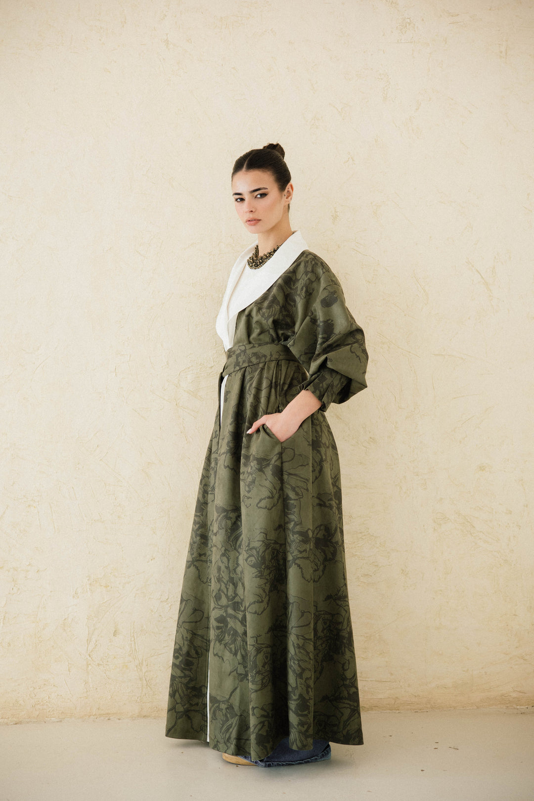 Cuffed Sleeve Printed Kaftan