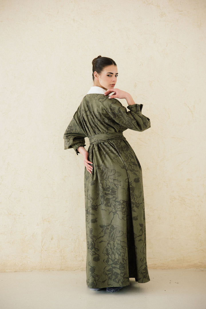 Cuffed Sleeve Printed Kaftan