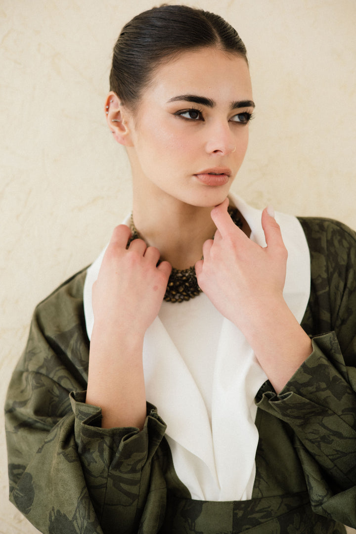 Cuffed Sleeve Printed Kaftan