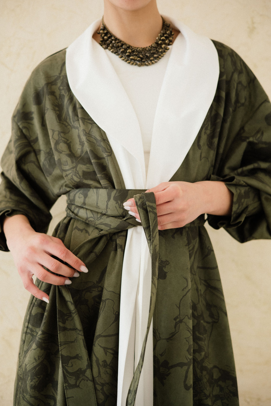 Cuffed Sleeve Printed Kaftan