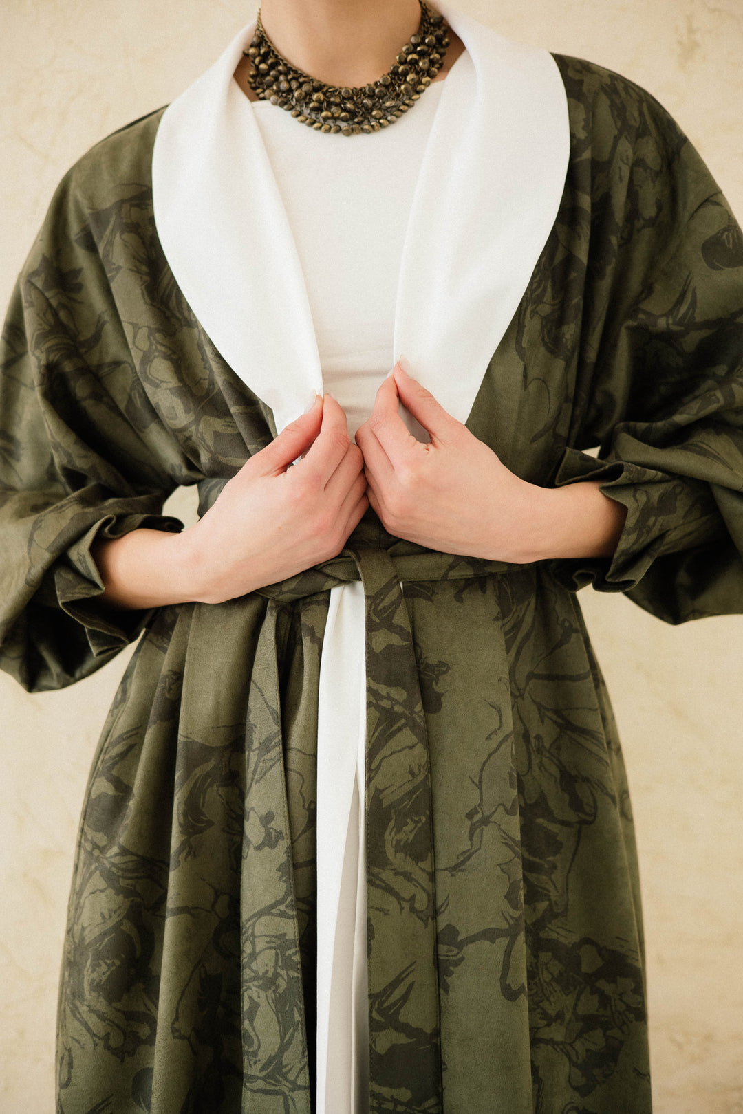 Cuffed Sleeve Printed Kaftan