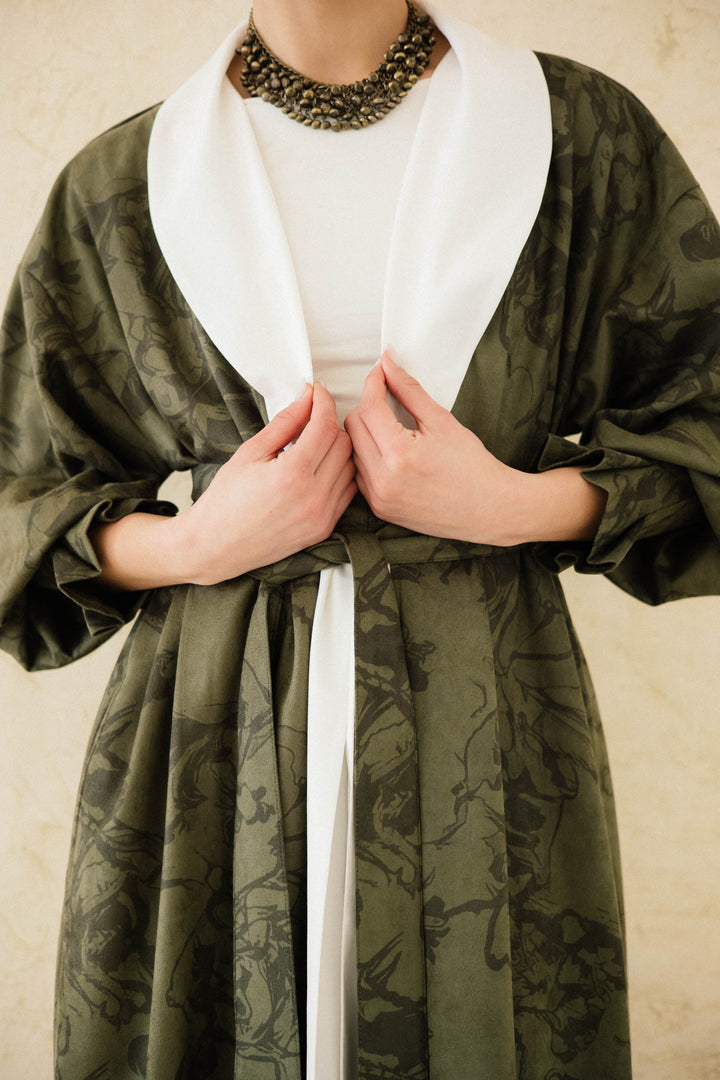 Cuffed Sleeve Printed Kaftan