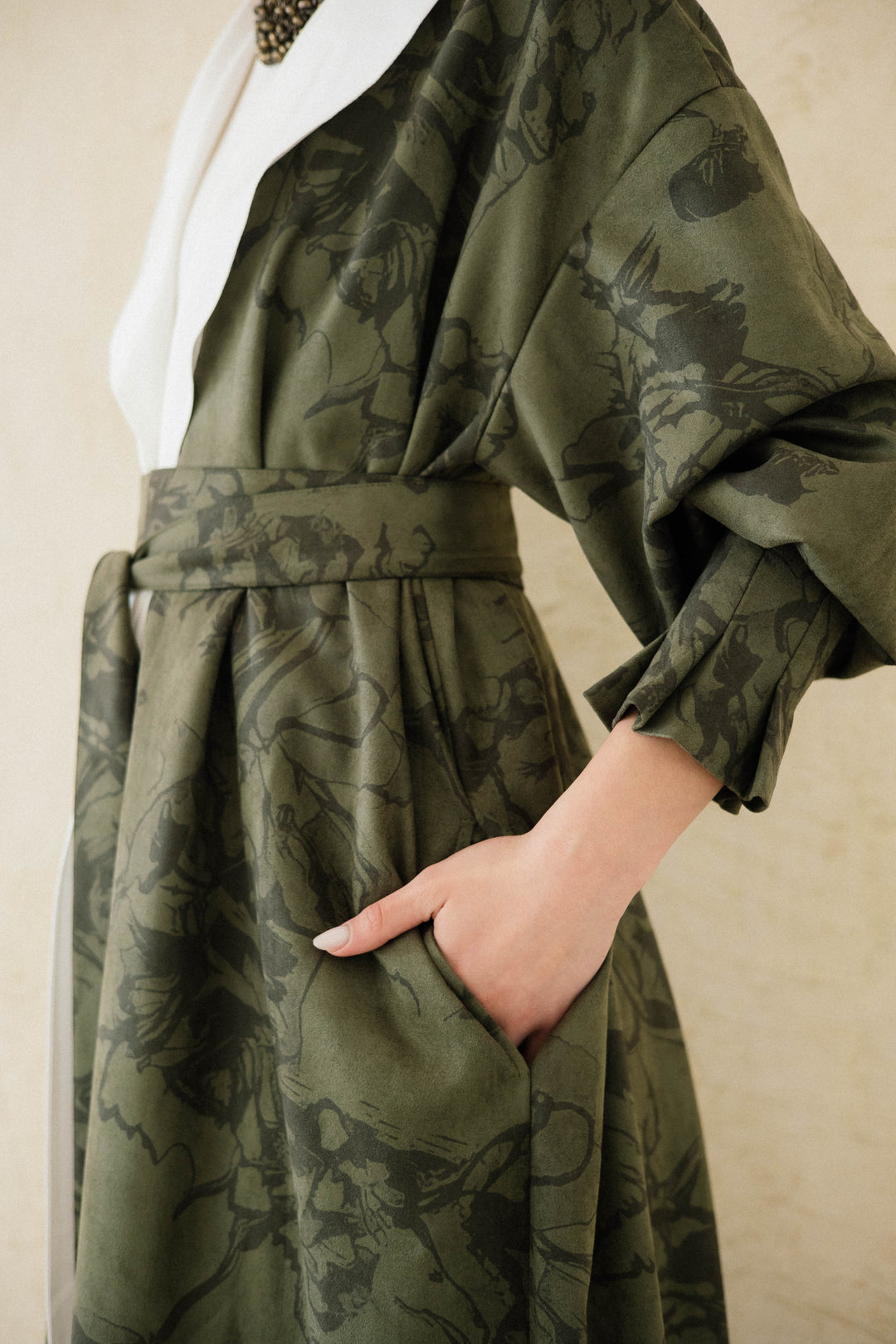 Cuffed Sleeve Printed Kaftan