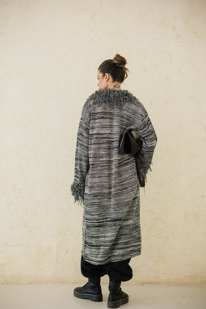 Earth-Tone Fringe cardigan