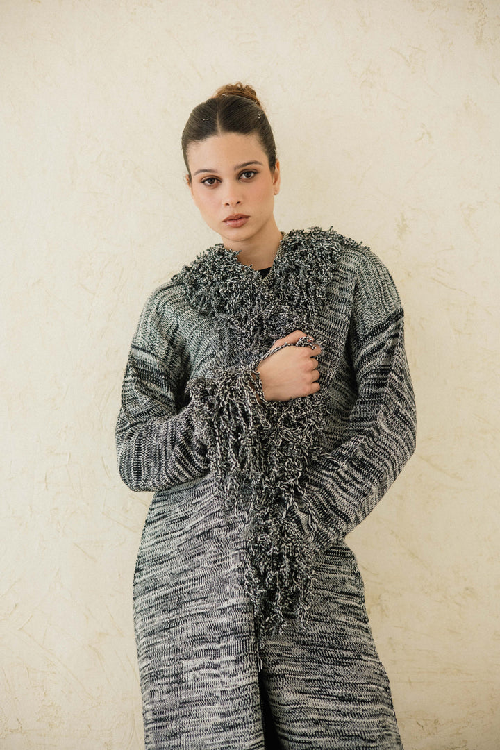Earth-Tone Fringe cardigan