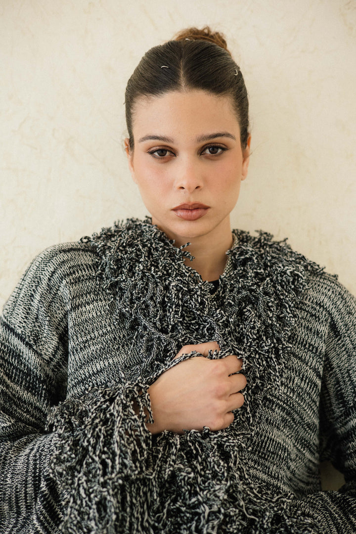 Earth-Tone Fringe cardigan