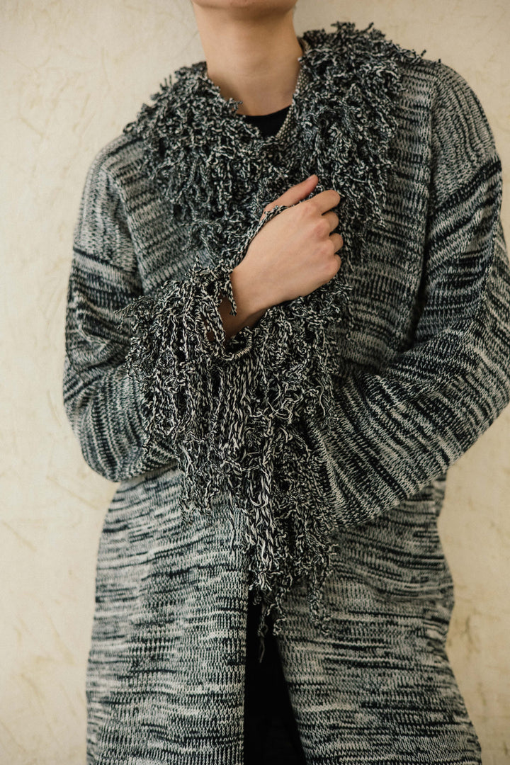 Earth-Tone Fringe cardigan